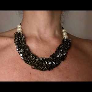 Chain, rhinestone, pearl necklace